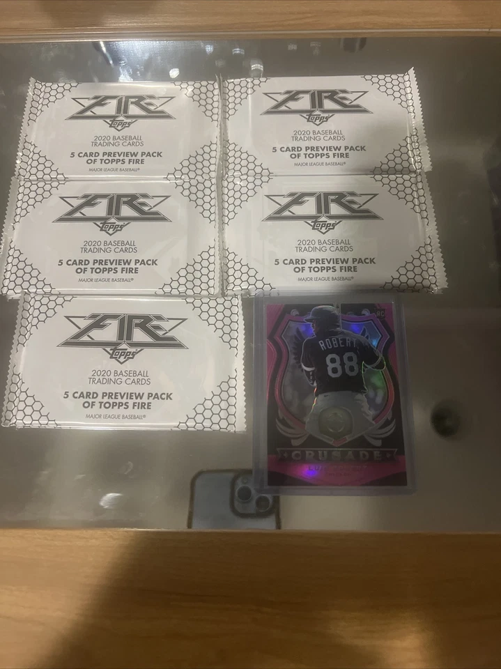 Lot 5 2020 Topps Baseball Fire Preview Pack + Luis Robert RC - Image 1 of 1