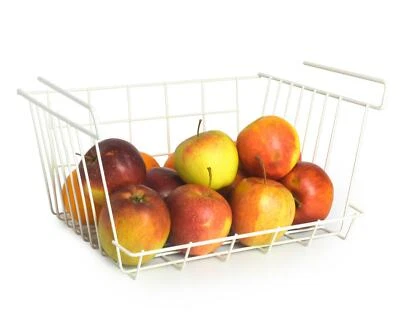 Hängekorb aus Metall Schrankkorb Einhängekorb Regalkorb Aufbewahrungskorb Weiß - Bild 1 von 4