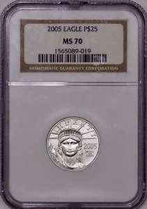 2005 $25 1/4 oz American Platinum Eagle NGC MS70 - Picture 1 of 3