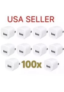 100x Blanco 1A Adaptador de Corriente USB Cargador de Pared AC Hogar Enchufe EE. UU. PARA iPhone 5 5S 6 7 - Imagen 1 de 1