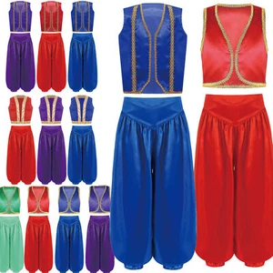 Kids Arabian Prince 2 Piece Vest Tops Harem Dance Pants Sets Costume Boys Sets - Picture 1 of 112