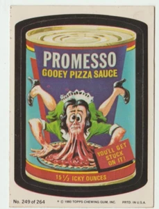 Wacky Packages 1980 Topps Sticker #249 Promesso Gooey Pizza Sauce - Imagen 1 de 2