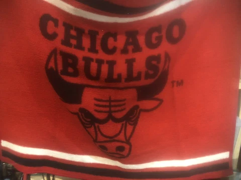 Vintage 90s Chicago Bulls NBA Reversible Throw Blanket 60”X 48” Cover