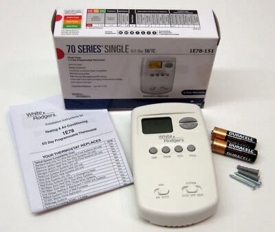 1E78-151 White Rodgers Wall Thermostat 24V Millivolt Battery Programmable 5+2 - Image 1 of 4