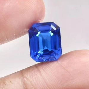 AAA Flawless 9.18 Ct Vietnam Blue Color Spinel Emerald Cut Gemstone Natural - Bild 1 von 4