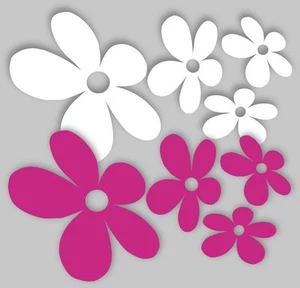 8 bunte Blumen fürs Auto Blüten Autoaufkleber Stücker Pkw Sticker Aufkleber pi/w - Bild 1 von 3