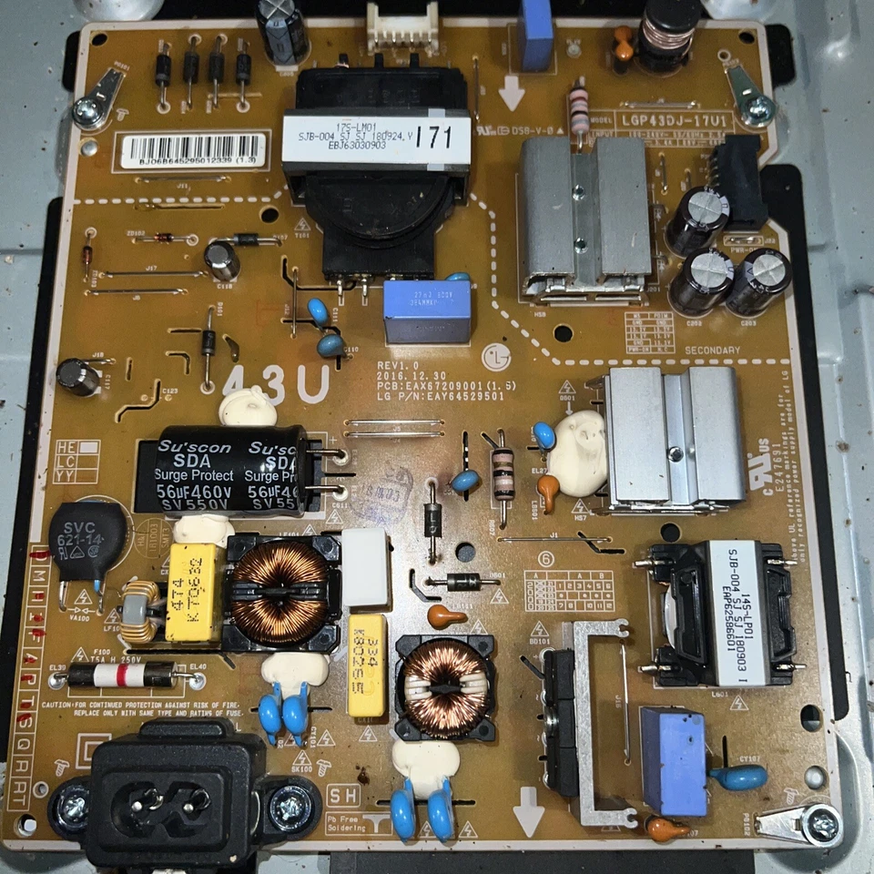 Placa de alimentación LG 43UK6090PUA EAY64529501 EAX67209001 (1,5), LGP43DJ-17U1 Foto 1 de 1