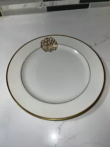 10” Haviland France Dinner Plate White w/Gold Encrusted Trim Monogram - Picture 1 of 4