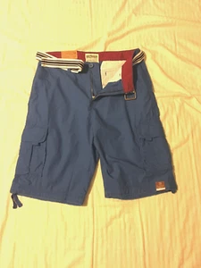 Urban Pipeline: Men/Young Men Classic Length Cargo Shorts, w & w/o Belt: Blue - Picture 1 of 3