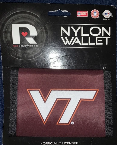Virginia Tech Hokies Nylon Tri-Fold Wallet Genuine OEM Maroon Cover