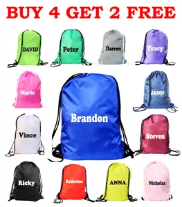 Nylon Drawstring Rucksack Bag Swimming School PE Kit Sport Kids Adults Fitness - Picture 1 of 29