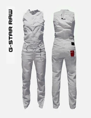 NEU G-STAR RAW Damen Grau Denim Stretch Lang Jumpsuit Overall Latzhose S XS $298 - Bild 1 von 4