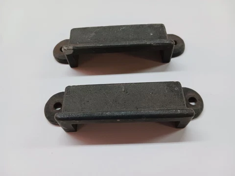 Antique Pair Cast Brass Cupboard Drawer Pull Vintage Cover