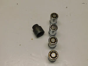 #816 (4) Anti-Theft Wheel Lug Nuts and (1) Removal Socket Key- Used W/Rust - Picture 1 of 8