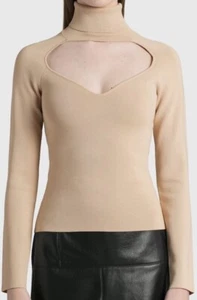 WOW! Nuevas Etiquetas Nanushka Beige Recortado Compacto Viscosa Top $495 LG - Imagen 1 de 1