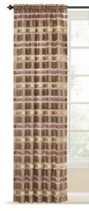 Style Selections 84" Duran Brick Striped Sheer Rod Pocket Single Curtain Panel - Picture 1 of 13