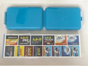 Pill Organizer with Medicine Labels - Travel Daily Pill Container Teal - Picture 1 of 2
