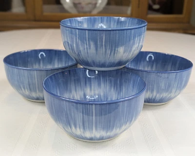 4 cuencos Royal Norfolk Blue Burst tie dye cereal cerámica sopa primavera verano ¡NUEVO! Foto 1 de 4