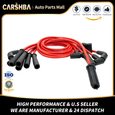 RED 7 Spark Plug Wires M629182 For Chevy GMC Astro Blazer Jimmy 96-07 V6 4.3L - Imagem 1 de 4