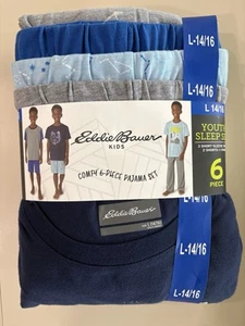 NEW Eddie Bauer Kids Boys LARGE 14/16 Comfy 6 PIECE Summer & Fall Pajama Set - Picture 1 of 5
