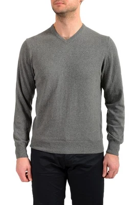 Pierre Balmain Men's Gray Wool Cashmere V-Neck Pullover Sweater - Image 1 of 4
