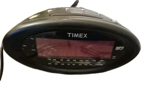 Timex T1201 Nature Sounds Clock Radio MP3 Line-IN Blk Red LED Auto DST Time Set - Picture 1 of 18