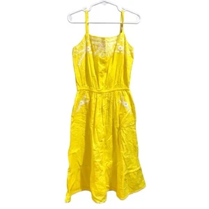 NEW Boden Dress Yellow Cotton Embroidered Swiss Dot Pockets Size 6-7Y 122cm - Picture 1 of 9