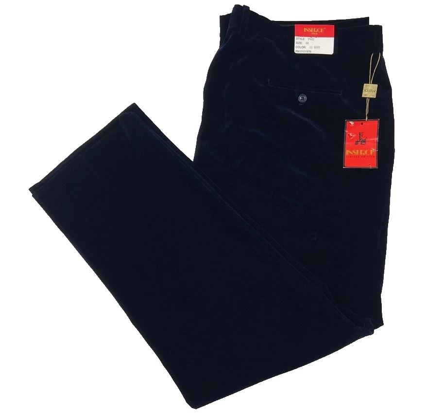 NUEVO INSERCH Pantalones de vestir de terciopelo súper suaves azul marino 48x34 para hombre Foto 1 de 4