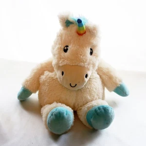 White Smiling Unicorn with Rainbow Horn and Mane Plush Plushie Stuffed Soft Toy - Picture 1 of 13