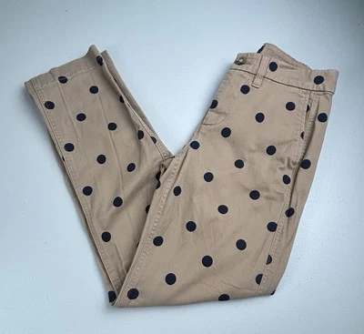 J. Pantalones chinos Crew talla 00 tiro alto novia caqui azul marino a lunares ¡Lindos!! Foto 1 de 4