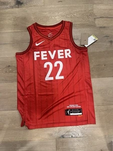 Catlin Clark Adult Medium Red Striped 22 Indiana Fever Jersey - Picture 1 of 2