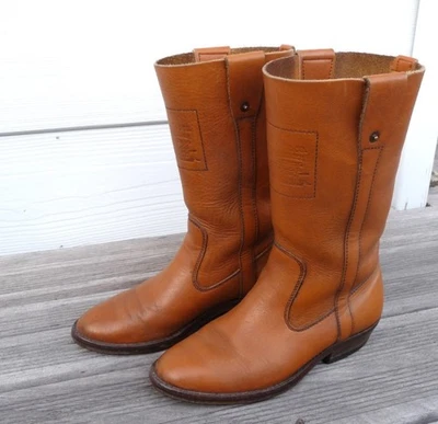 Pointure 37 - VINTAGE, années 70 -  Bottes LEVI'S en cuir, coloris marron clair - Photo 1/4