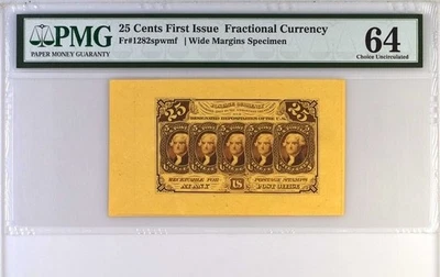 Fr 1282 spwmf 25 cents Fractional Currency Specimens PMG 64 - Image 1 of 2