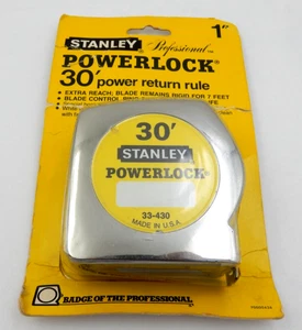 VINTAGE SEALED STANLEY PROFESSIONAL POWERLOCK 30' TAPE MEASURE #33-430, USA MADE - Picture 1 of 10