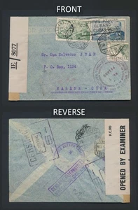 1945 SPAIN COVER TO SPANISH WEST INDIES WWII INTERCEPTED MAIL TRINIDAD CENSOR - Picture 1 of 24