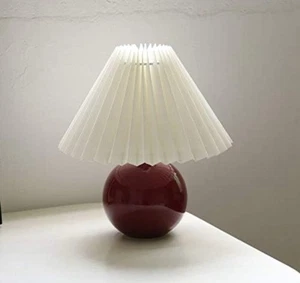 Korean Pleated Table Lamp Ceramic Table Lamp for Living Room Home Red - Picture 1 of 6