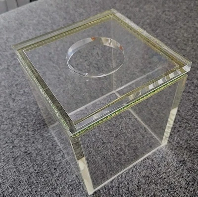 MCM Moderno LUCITE Acrílico Transparente Caja Soporte Cubierta MCM Lt Piedras Verdes Foto 1 de 4