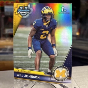 Will Johnson 2023 Bowman 1st University Chrome Refractor Michigan RC ⭐️ MINT - Picture 1 of 3