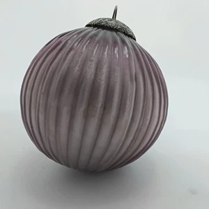 Vintage Mercury Glass Kugel Ribbed Round Amethyst Colored Christmas Ornament 3" - Picture 1 of 5
