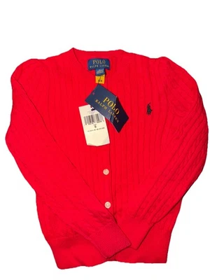 Polo Ralph Lauren Suéter Niñas 5 Rojo Cable Tejido Cárdigan Abotonado Foto 1 de 2