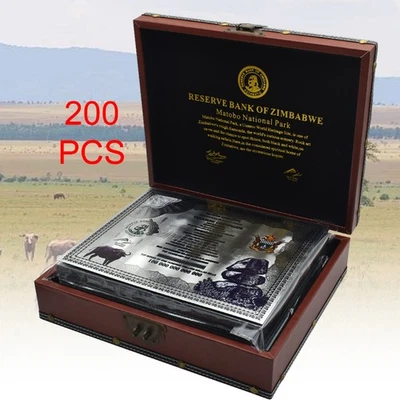 200pcs Zimbabwe 100 Trillion Banknotes UV Silver Plastic Certificates with Box - Image 1 of 4