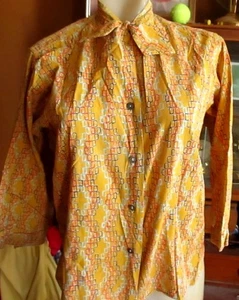 Medium Vintage Damen 50er Jahre Bluse Lucky Lady Atomic Print Shirt Rockabilly - Bild 1 von 6