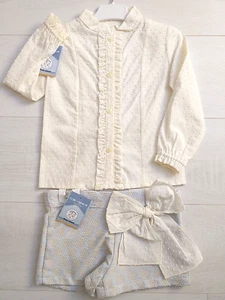 Romany Spanisch Mädchen Shorts Set Blau Creme Alter 10 Jahre SALE - Bild 1 von 12