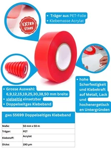 tesafix 4965, gws 55699 , 3M GPT-020F Doppelseitiges Klebeband Premium dünn - Bild 1 von 25