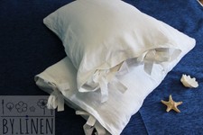 Linen Pillowcase Ties Closure Standard King Body Pure FLAX PILLOW CASE COVER 