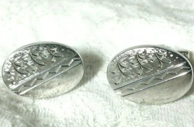 GEMELOS GRABADOS FLORALES OVALADOS VINTAGE firmados FOSTER plateados unisex ¡Bonitos! Foto 1 de 4