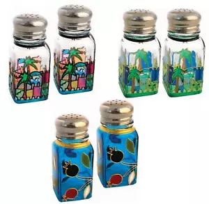 Glass Salt & Pepper Refillable shaker Set Hand Painting Design Kitchen B&B Home - Picture 1 of 7