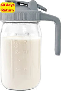 32 Oz Glass Breast Milk Pitcher Airtight Jug with Pour Spout Handle Storage - Picture 1 of 12