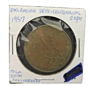 Oklahoma 1957 Semi Centennial Expo 50 aniversario ficha de moneda vintage - Imagen 1 de 2