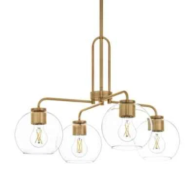 Hampton Bay Nelwyn 25 in. 4-Light Vintage Brass Chandelier with Clear Glass Glob - Image 1 of 4